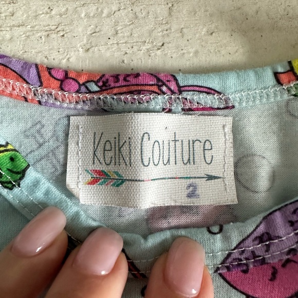 Keiki Couture Ruffled Sleeve Ocean Mermaid graphic top sz: 2 - Picture 3 of 4